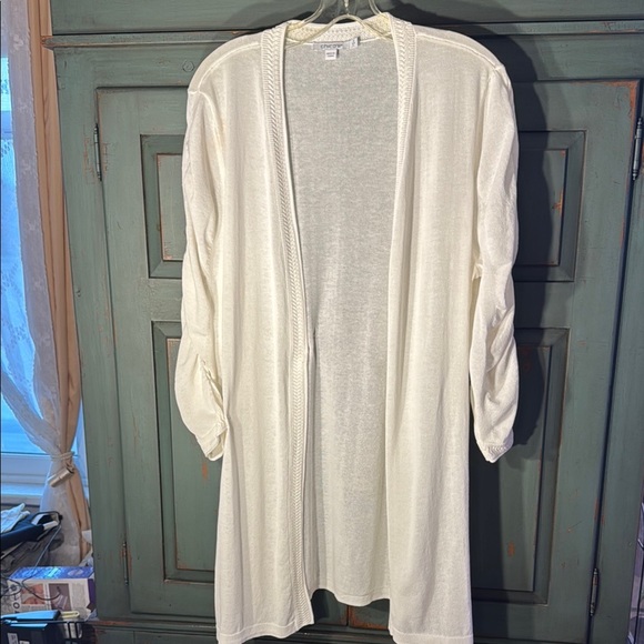 NWOT Chico's White Long Cardigan with Open Front and Lightweight Knit - Picture 1 of 7